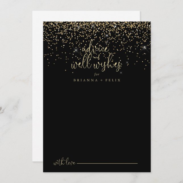 Carte Conseil Mariage de script Gold Confetti (Devant / Derrière)