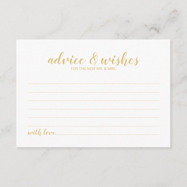 Carte Conseil Mariage d'or élégant (Devant)