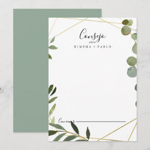 Carte Conseil Mariage espagnol espagnol Feuille géométrique Trop