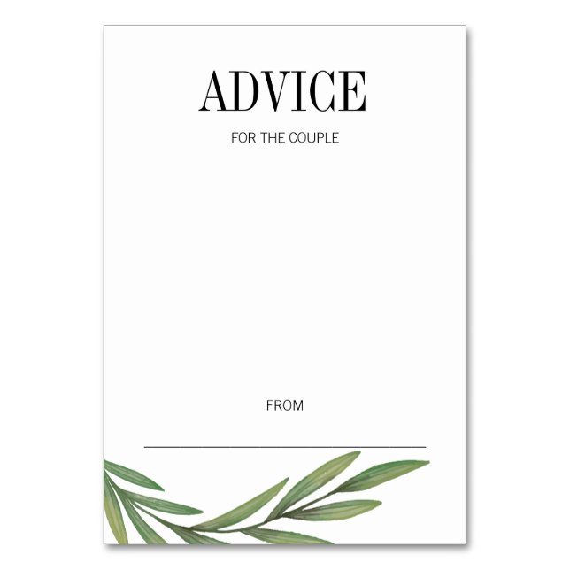 Carte conseil Mariage Feuille Watercolor Green (Par défaut)
