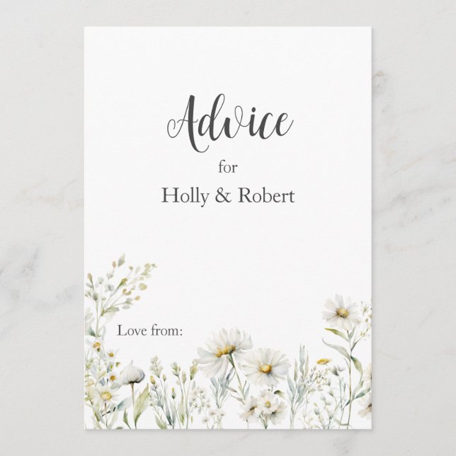 Carte Conseil Mariage Fleur sauvage Daisy (Devant)