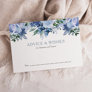 Carte Conseil Mariage Floral Aquarelle Bleu Poussiéreux