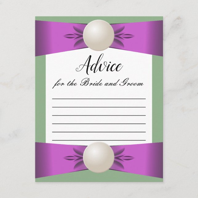 Carte conseil Mariage Lilac & Sage Pearl Ribbon (Devant)