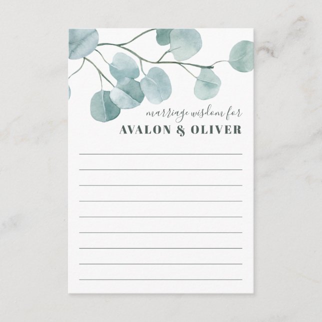 Carte Conseil Mariage Mariage d'Eucalyptus en argent (Devant)