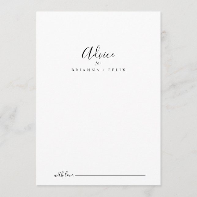 Carte Conseil Mariage minimaliste simple (Devant)