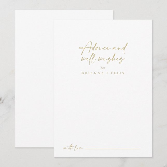 Carte Conseil Mariage Or moderne élégant (Devant / Derrière)