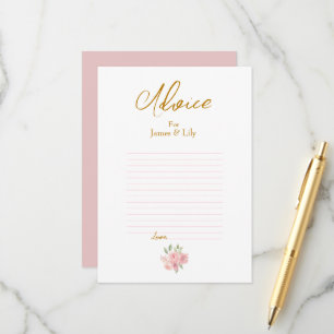 Carte Conseil Mariage rose aquarelle