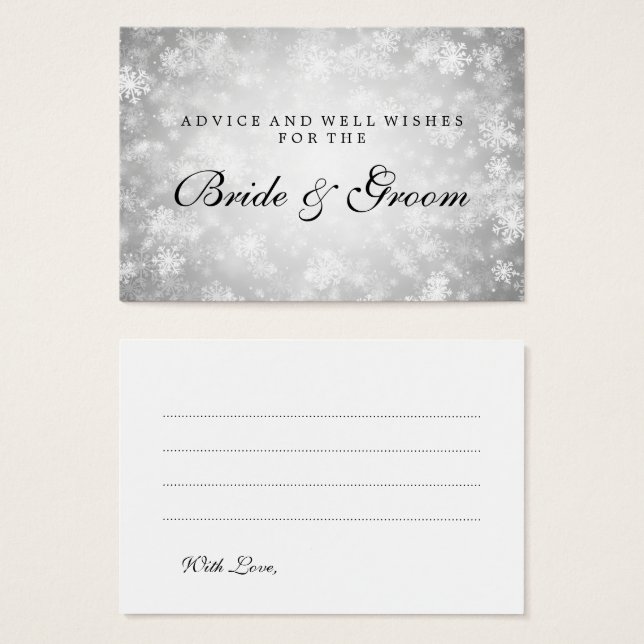 Carte conseil mariage Silver Winter Wonderland (Devant & derrière)