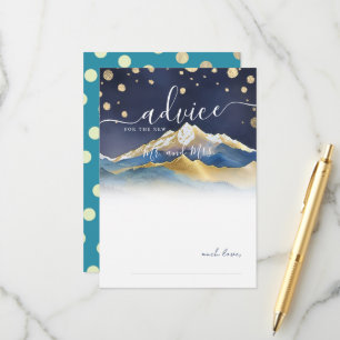 Carte conseil Mariage Watercolor Blue Gold Mountai