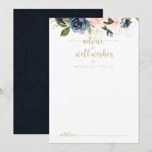 Carte Conseil Marine Blush Floral Mariage or bien souhaits
