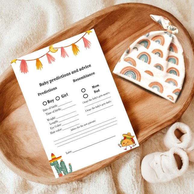 Carte Conseil Mexique Taco prédiction de bébé jeu de Baby shower (Créateur téléchargé)