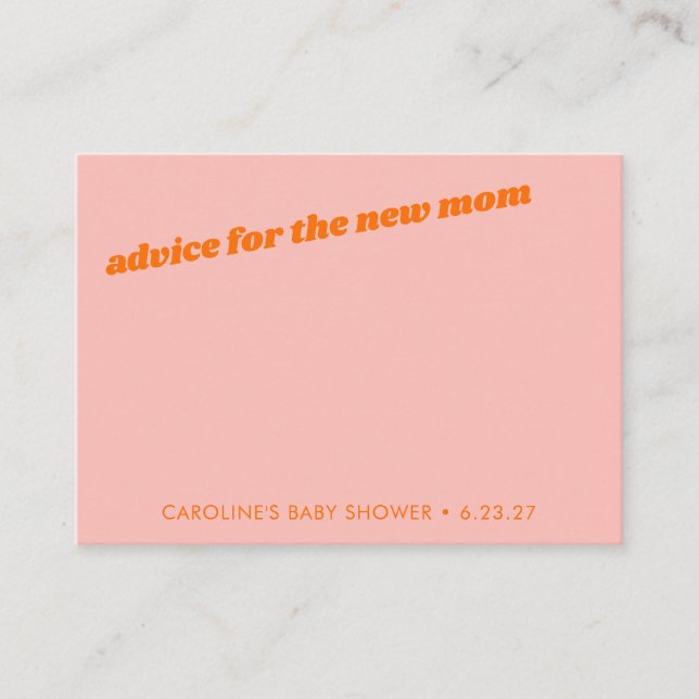 Carte Conseil Moderne Cute Pastel Rose Orange Baby shower Livres (Devant)