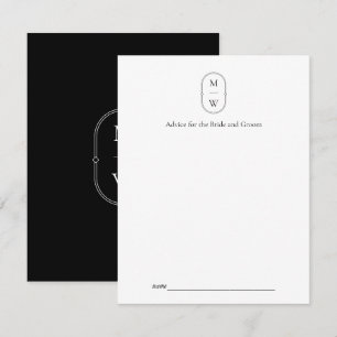 Carte Conseil Monogramme minimaliste Mariage noir et blanc