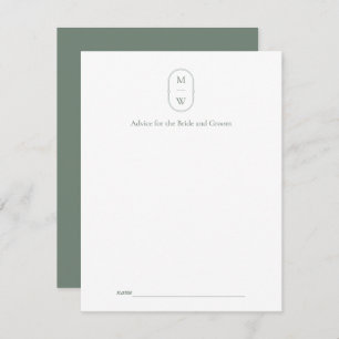 Carte Conseil Monogramme minimaliste Mariage vert
