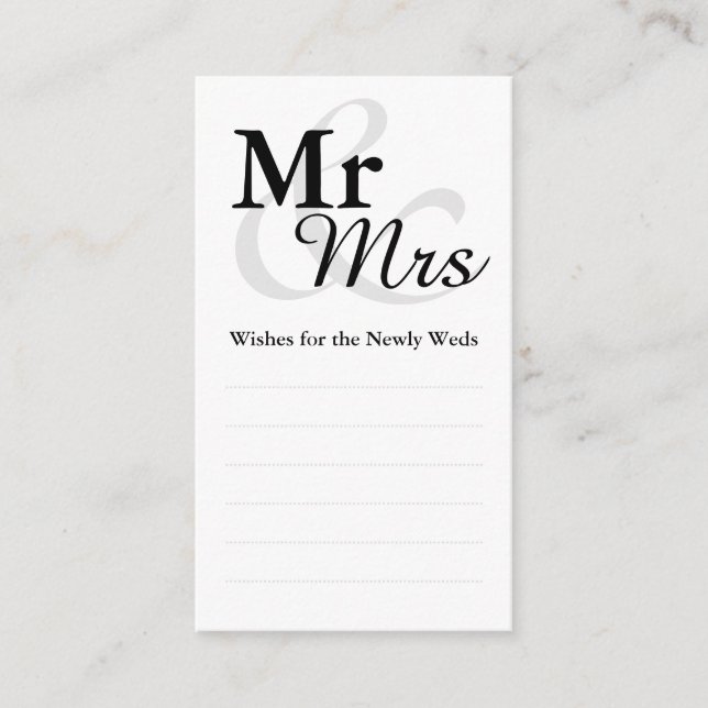 Carte Conseil Mr&Mrs Simple Elegant Typographie Mariage Wings (Devant)