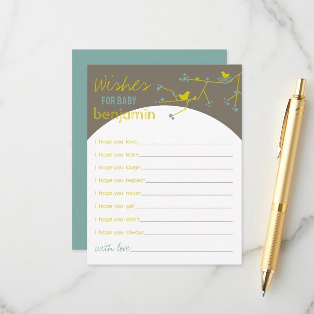 Carte Conseil Nesting Bird Family Wings for Baby Game Card (Devant/Arrière en situation)