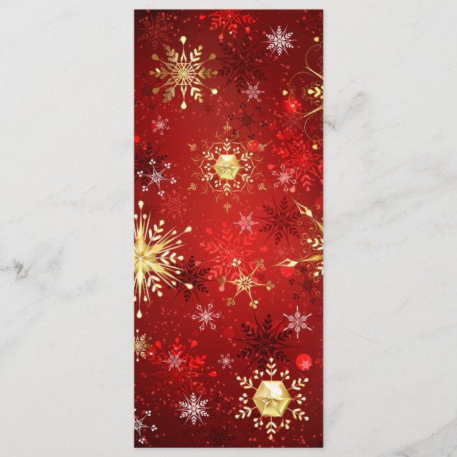Carte Conseil Noël Golden Snowflakes sur Arrière - plan rouge (Devant)