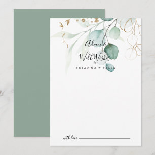 Carte Conseil Or Eucalyptus Calligraphie Mariage bien souhaits