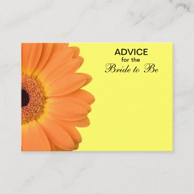 Carte Conseil Orange & Jaune Gerber Daisy Conseils pour la marié (Devant)