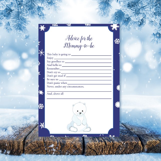 Carte Conseil Ours Polaire Pour Mommy Baby shower Jeu (Créateur téléchargé)
