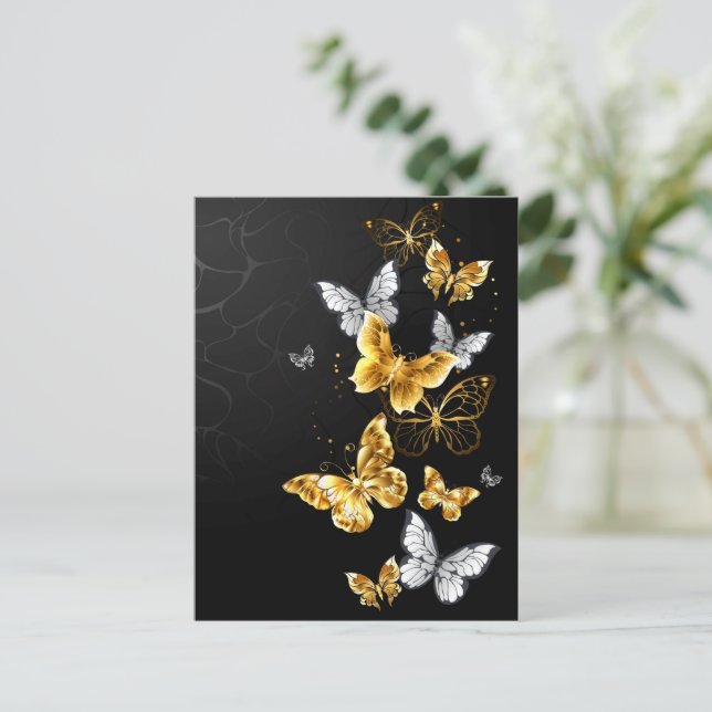 Carte Conseil Papillons blancs et dorés (Debout devant)
