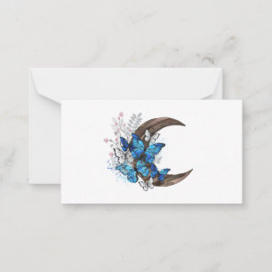 Carte Conseil Papillons bleus sur croissant en bois
