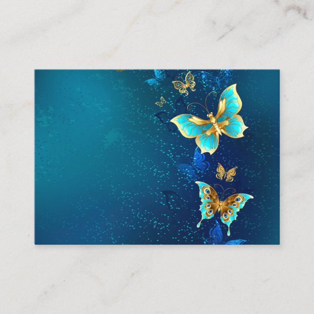 Carte Conseil Papillons d'or sur un Arrière - plan bleu (Devant)