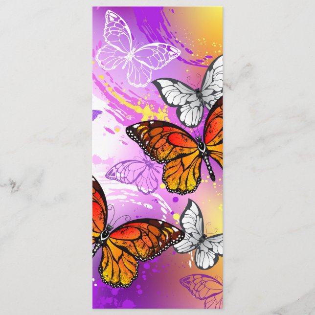 Carte Conseil Papillons Monarque sur Arrière - plan pourpre (Devant)