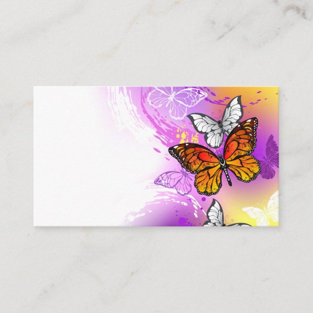 Carte Conseil Papillons Monarque sur Arrière - plan pourpre (Devant)
