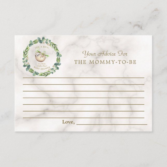 Carte Conseil Parents de Baby shower d'Eucalyptus mignons (Devant)