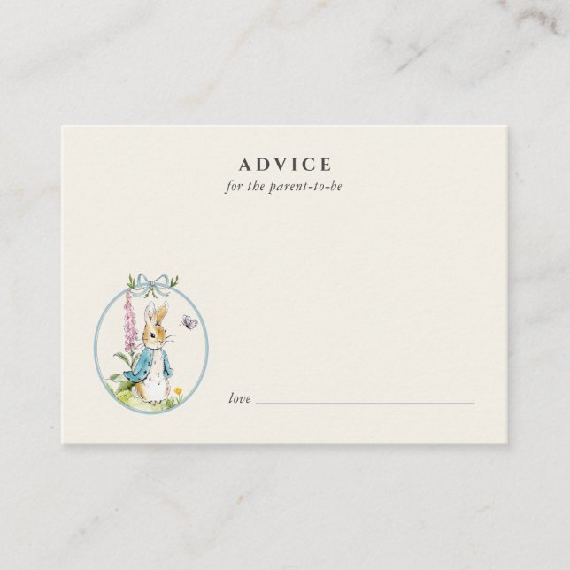 Carte Conseil Peter lapin vintage Conseils pour bébé garçon (Devant)