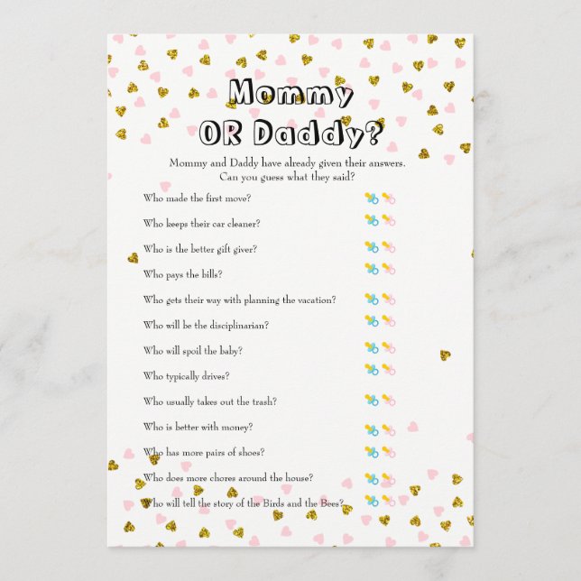 Carte Conseil Pink and Gold Baby - Wives for Baby and Guess Who (Devant)