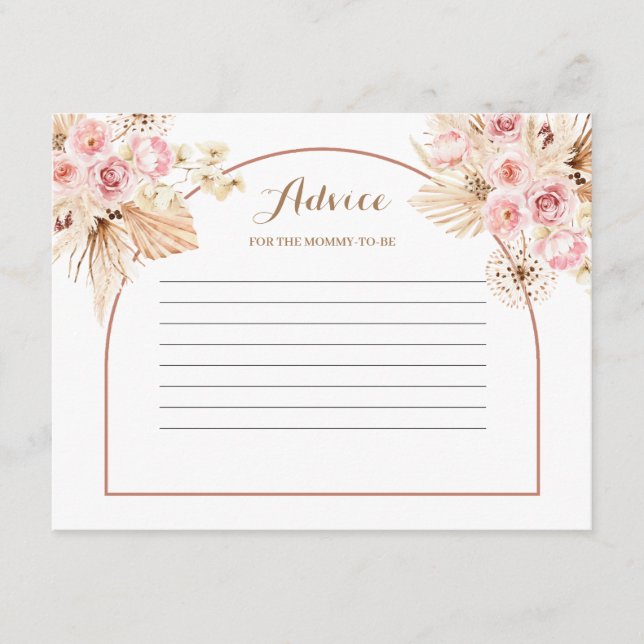 Carte conseil Pink Floral Boho Pampas Grass (Devant)