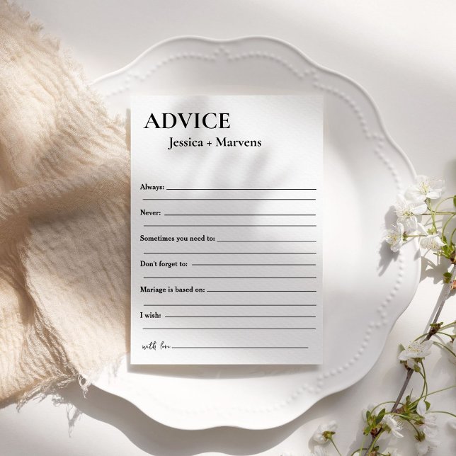 Carte Conseil pour le jeu de douche mariée et mariée (Créateur téléchargé)