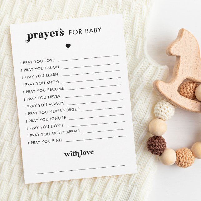 Carte Conseil Prières de script rétro minimes pour le Baby showe (Créateur téléchargé)