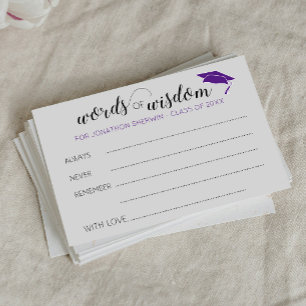 Carte Conseil Purple Graduation Mots de sagesse pour les diplômé