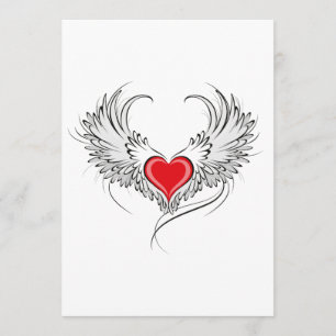 Carte Conseil Red Angel Coeur avec ailes
