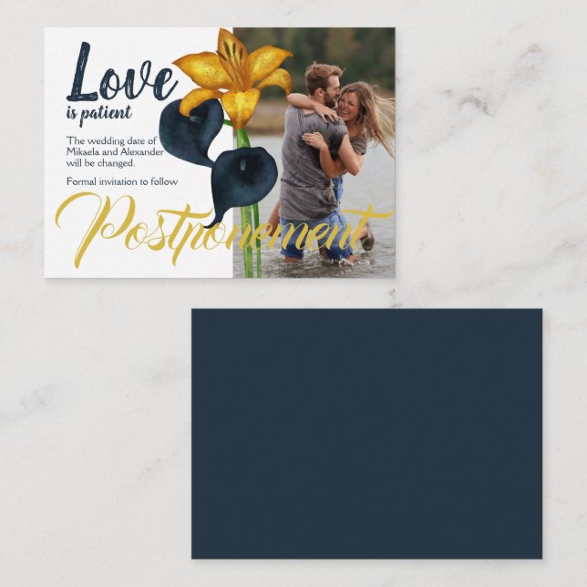 Carte Conseil Remise du Mariage bleu et or de la Marine (Devant / Derrière)