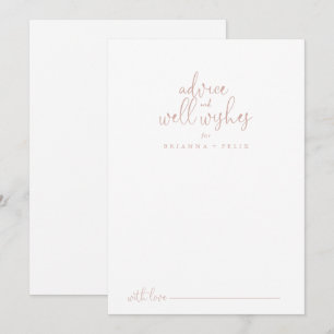 Carte Conseil Rose Gold Fancy Script Mariage bien souhaits