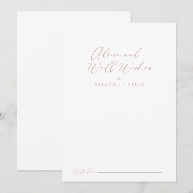 Carte Conseil Rose Gold Idyllic Design Mariage Wings (Devant / Derrière)