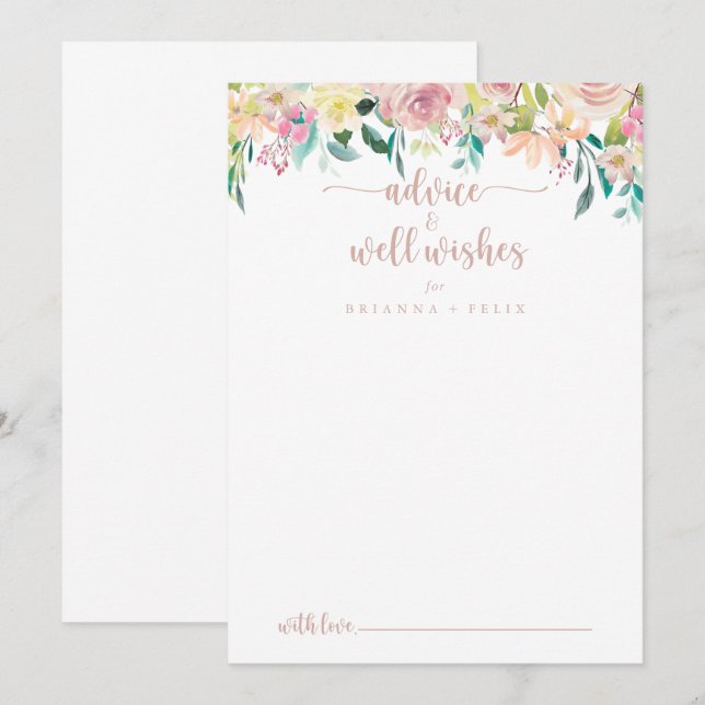 Carte Conseil Rose Gold Spring Floral Mariage bien désirés (Devant / Derrière)