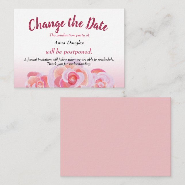 Carte Conseil Rose rose Changement de date (Devant / Derrière)