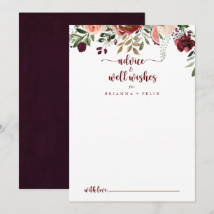 Carte Conseil Rustic Summer Floral Mariage Wings