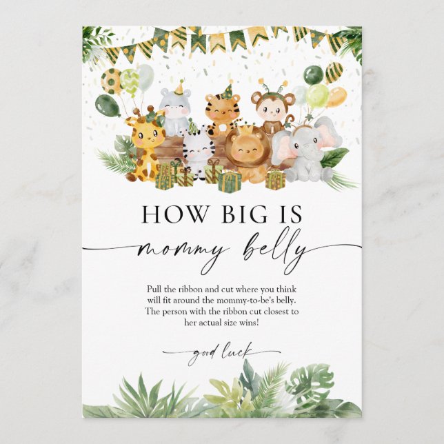 Carte Conseil Safari How Big is Mommy's Belly Baby shower Jeu (Devant)