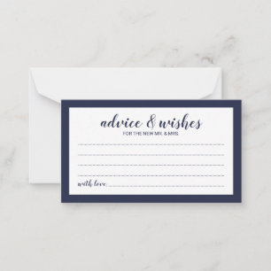 Carte Conseil Script moderne Marine Blue Mariage Conseils et sou