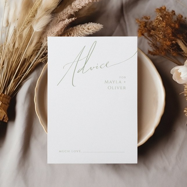 Carte Conseil Script Whimsical | Mariage vert Sage (Créateur téléchargé)