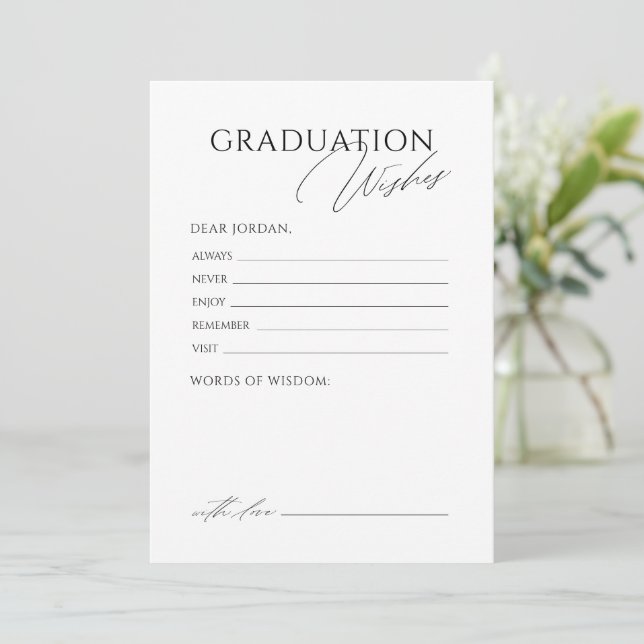 Carte Conseil Simple Elegant Script Graduate advice & wishes (Debout devant)