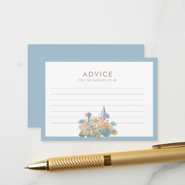 Carte Conseil Sous le Baby shower nautique de l'aquarelle marine (Devant/Arrière en situation)