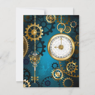 Carte Conseil Steampunk Arrière - plan turquoise avec Gears
