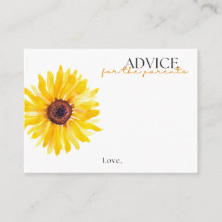 Carte Conseil Sunflower Baby Shower Advice Card | Floral Advice